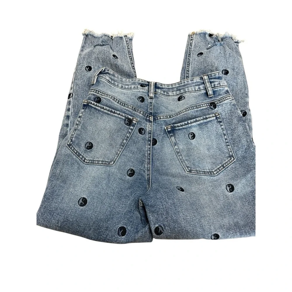 Tinseltown Juniors Sz 9 The Mom Jeans Blue Hi-Rise Yin & Yang‎